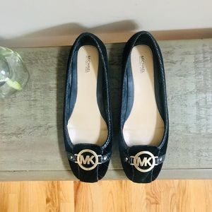 Michael Kors Black Moccasin Flats w/ Gold Accent